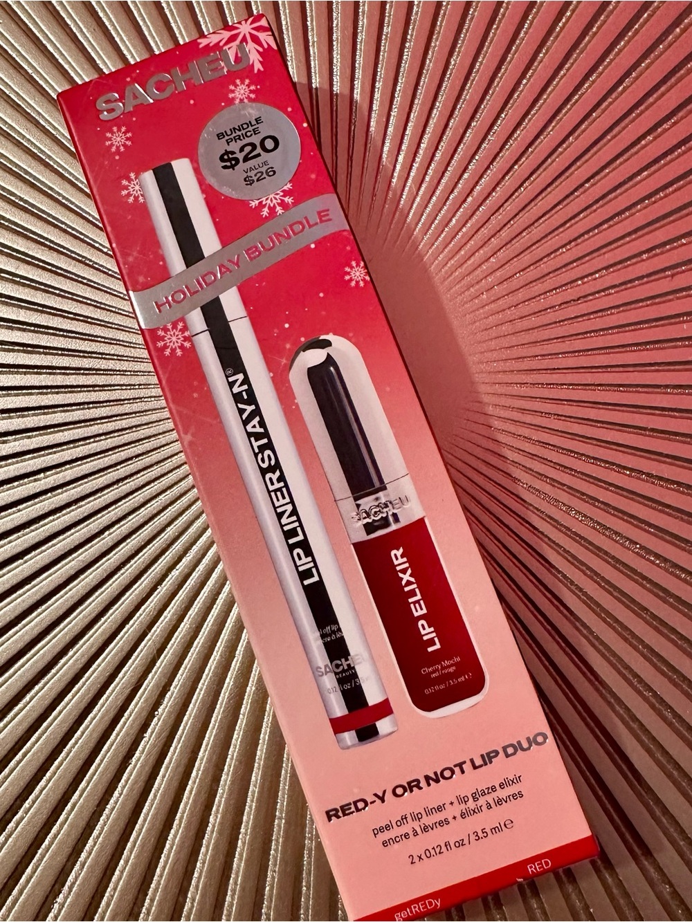SACHEU Lip Liner + Glaze Lip Elixir Holiday Bundle — New in box